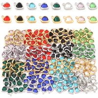 10pcs/lot Color Heart Crystal Charms Stainless Steel Edged Pendants for DIY Necklace Earring Bracelet Jewelry Making Accessories