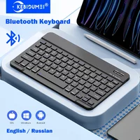 KEBIDUMEI Bluetooth Keyboard Mini Rechargeable Keyboard Portable Keyboard Russian/English Dual Language for PC Laptop Tablet