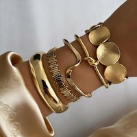5PCS Irregular Bracelet Open Mouth Jewelry Combination Jewelry Exaggerated Stripes Bracelet Set Punk Leaf Style Bracelet Women