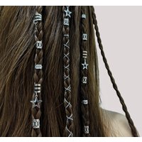80PCS Vintage Boho Style Alloy Hair Rings Set - Hollow Out Round Hair Accessories For Women And Girls, Elegant Solid Color Hair