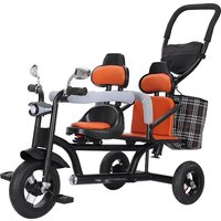 Stroller can sit and lie down Children's tricycle Double baby bicycle Twin stroller 1-6 years old Baby stroller