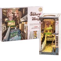 Robotime Rolife DIY Book Nook Japanese Sakura Densya in Books Series Wooden Miniature House with Furniture Doll House Kits Toy