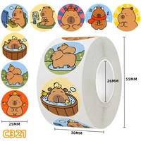 500PCS/Roll Cute Cartoon Fat Capybara Stickers Roll for Helmet Bicycle Hand Account Pencil Case Decals