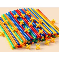 100-600pcs Colorful 4D Straw Constructor Toys Straws and Connectors Building Blocks Motor Skills Engineering Educational Toys