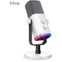 FIFINE XLR/USB Dynamic Microphone with Headphone Jack/RGB/Mute,MIC for Recording Streaming Gaming PS4/PS5 Ampligame AM8W