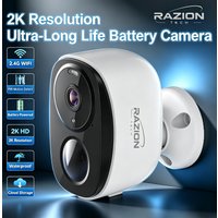 Drahtlose Außen-Sicherheitskamera, IP-Kamera Smart Home Nachtsicht-Videorekorder 2K Batteriebetrieben, WLAN-Kamera, Scheinwerfer-Sirene, 2-Wege-Audio, Wasserdicht