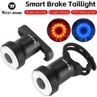 WEST BIKING Bicycle Smart Taillight Hight-brightness Waterproof LED Lamp Beads Tail Light USB Charging Cycling Sign Light
