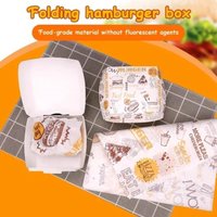 50/100Pcs Thickened Greaseproof Burger Box - Food Grade Disposable Fast Food Take Out Packaging Container