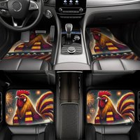 4pcs Bradford City Bantam Over Valley Parade Football Car Floor Mats - Claret & Amber Team Design With Rooster & Football Graphi