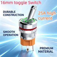 16MM 15A 250V High Current 2/3 Positions/3 way Metal Toggle Switch 1NO1NC With LED