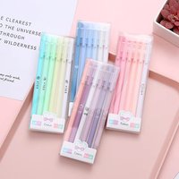 6pcs/1box Kawaii Simple Ins Wind Neutral Pen 0.5mm Black Quick Dry Gel Pen School Student Office Stationery Supplies