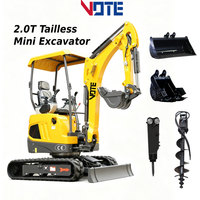 2 Ton Tailless Mini Excavator with Euro5 Diesel Digger Small Turning Radius for Indoor & Confined Space Work CE Customizable