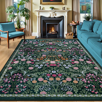 VIKAMA Vintage Floral Botanical Living Room Carpet Non-Slip Washable Floor Mat for Bedroom Office Home Decor