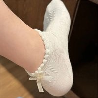 Lolita Bow Socks White Black Bow Lace Socks Middle Tube Japanese College Style Princess Socks Sweet Streetwear Hosiery Sock