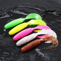 20pcs Threaded Curly Tail Soft Lure Baits Set Silicone Soft Bait Long Casting Soft Worm Curly Tail False Bait Bass Mandarin Fish