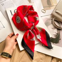 2025 Luxury Fashion Print 70*70cm Silk Square Scarf Women Soft Satin Hairband Neckerchief Tie Female Headband Foulard Bag Ribbon
