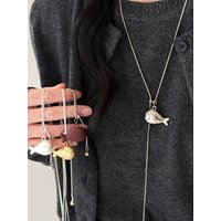 Korean Minimalist Silver Color Small Fish Pendant Long Pull Chain Necklace for Women Fashion Daily Versatile Commuting Jewelry