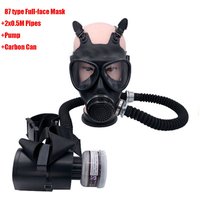 Type 87 Gas Mask Portable Electric Air Supply Rechargeable Long Tube Respirator Rubber Full Face Mask And Filter Box Accessory
