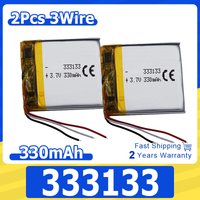 2pcs 3.7v 330mah 1.22Wh Li-polymer Li Lithium Battery 333133 NTC 3-Wires Thermistor For GPS Bluetooth Speaker Headphones DashCam