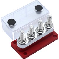 600A BusBar Heavy Duty Copper Power Distribution Block 4XM10(3/8") Terminals Studs with Cover Battery Bus Bar for Car RV Truck