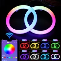 2PCS RGB Baumwolle LED Angel Eyes Halo Ringe 60mm 70mm 80mm LED Scheinwerfer Lampen Für Auto UTV motorrad DRL Augen APP Steuerung
