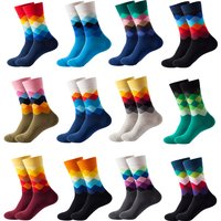 49 Patterns Fashion Business Men 100% Cotton Happy Lattice Socks Unisex Boys Combed Hip Hop Street Skateboard Funny High Sox Set
