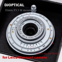 DJoptical 35mm F3.5 white Paint Manual Focus - Ultra Thin Vintage Brass Prime Lens for Leica M M9 M10 M11 M240 Full Frame