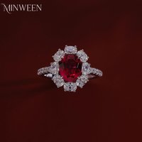 Luxury 2 CT 5A Lab Grown Ruby Ring For Women 925 Sterling Silver 18k Gold Plated Wedding