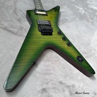 For Green Tiger Stripe Fork Electric Guitar In Stock | Flamed Maple Top, Explorer Body, High-Output Tone