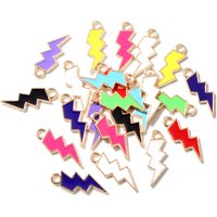 20Pcs 7*20mm Random Colors Mix New Alloy Metal Drop Oil Lightning Charms Nature Pendant For DIY Bracelet Necklace Jewelry Making