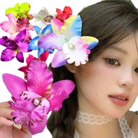 Hawaiian Orchid Flowers Hair Clips Bride Flowers Hair Clips Sweet Hairpins Barrettes Beach Vacation Headwear Hairs Accessories
