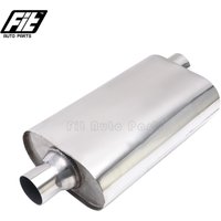 Stainless Steel Straight Muffler Exhaust Pipe Universal Car 76-63mm Middle Muffler oval body Central resonator