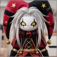 Anime Freak Circus Chibi Pierrot Cosplay Props Stuffed Sad Face Sitting Plush Paw Print Design Game Fans Gift 20cm
