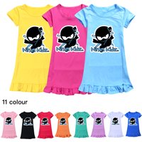 Ninja Kidz Kids Clothes Cotton Knee-Length Dresses Teenagers Cartoon Girls Pajamas Children Nightgown Girls Clothing