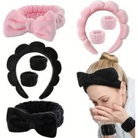 4pcs Skincare Accessories For Face Wash Skincare Hair Accessories,Sponge Spa Headbands & Wristband Set, For Washing Face Makeup