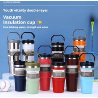 600/890ML Stainless Steel Thermos Mug With Straw Car Insulated Flask Water Tumbler for Outdoor Keeps Cold and Heat Thermal Mug image 4