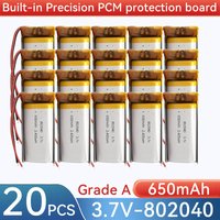 802040 650mAh 3.7V Rechargeable Lithium Li-ion Polymer Battery compatible 302040 402040 502040 602040 702040 902040 102040