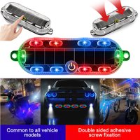 Solar Powered LED Warning Strobe Light, Wireless Waterproof Anti-Collision Light with Touch Switch for Car Motorcycle Bike