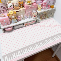 Leather Desk Pad Protector Piano Key Polka Dots Y2k Pink Girl Mouse Pad Office Desk Mat Waterproof Non-Slip PU Desk Blotter Pad