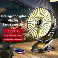 Clip-on Fan 5 Speed Quiet Rechargeable Desktop Portable Electric Fan Air Circulator Wireless Fan With LED Light Camping Home New