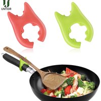 1PC Silicone Spatula Holder Portable Antioverflow Pot Lid Clip Anti-scalding Spoon Holder Kitchen Universal Spatula Bracket Clip
