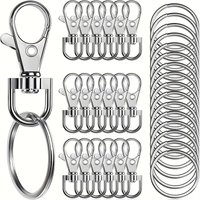 20 high-quality rotary spring hook with key ring, for key ring making kit, metal lanyard keychain hook lobster ring for key jewe