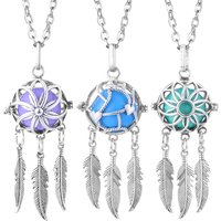 Mexico Chime Feather Tassel 4 Colors Pendant Necklace Music Ball Caller Woman Bola Aromatherapy Essential Oil Diffuser Lockets