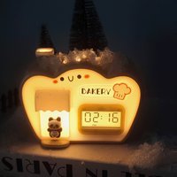 1PC Creative Cabin Alarm Clock, Color Changing Night Light, Suitable for Bedroom Desktop Decoration