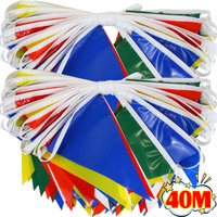40/10M Colorful Glossy Triangle Pennant Banner Flags Waterproof PE Flag Christmas Graduation Wedding Birthday Party Decor Strips