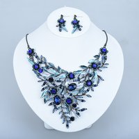 ICEYY Indian Bride Crystal Floral Colorful Statement Collar Necklace And Earrings jewelry for women free shipping