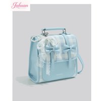 2025 Autumn Japanese Lolita Bow Sweet and Cute Backpack Girls Fashion Versatile College Wind Shoulder Messenger Bag for Women