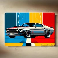 Mach 1 Car Metal Poster - Tin Sign Size: 20x30cm
