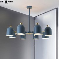Modern living room ceiling chandelier bedroom ceiling lamp study LED chandelier kitchen wrought iron macaron chandelier lighting