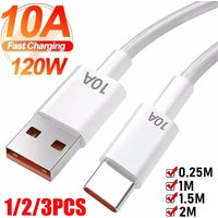 1/2/3Pcs 10A Cable 120W Super Fast Charging USB To Type C Cable Data Transfer For iPhone Samsung Xiaomi Charger Cable